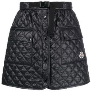 Moncler, Korte broeken, Dames, Zwart, S, Gewatteerde Zwarte Rok