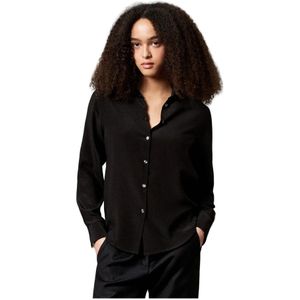 Massimo Alba, Blouses & Shirts, Dames, Zwart, L, Vivien Regular Fit Overhemd van Crepe de Chine
