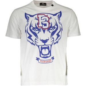 Plein Sport, Tops, Heren, Wit, M, Wit T-shirt met print en logo