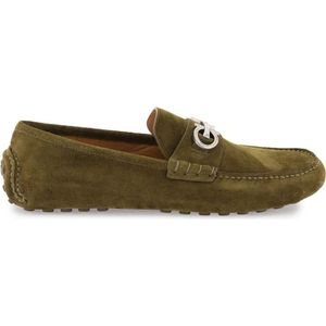 Salvatore Ferragamo, Gancini Suède Loafers met Iconisch Detail Groen, Heren, Maat:40 1/2 EU