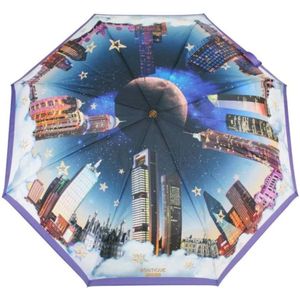 Boutique Moschino, Accessoires, unisex, Veelkleurig, ONE Size, Romantische Stad Automatische UV Paraplu