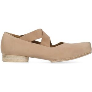 UMA Wang, Schoenen, Dames, Beige, 38 EU, Natuurlijk Leren Ballerina's Vierkante Neus Elastische Banden