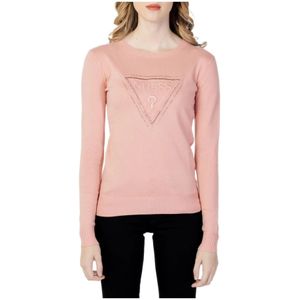 Guess, Roze Bedrukte Gebreide Kleding met Lange Mouwen Roze, Dames, Maat:M