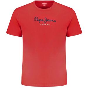 Pepe Jeans, Tops, Heren, Rood, S, Katoen, Rode korte mouwen katoenen T-shirt