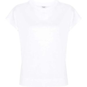 Peserico, Tops, Dames, Wit, M, Katoen, Katoenen T-shirt met kapmouwen