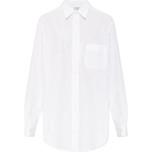 Maison Margiela, Blouses & Shirts, Dames, Wit, 2Xs, Katoen, Witte Katoenen Knoopshirt