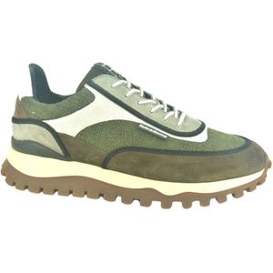 Floris van Bommel, Schoenen, Heren, Veelkleurig, 42 1/2 EU, Stijlvolle Runner in Bruin en Khaki