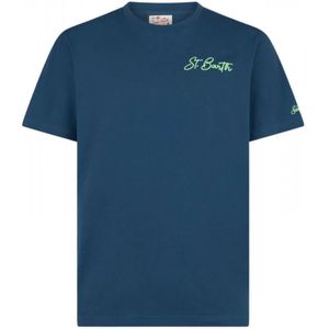 MC2 Saint Barth, Tops, Heren, Blauw, M, Golf en Palm Print T-shirt