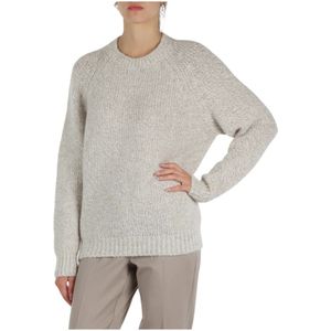 Marella, Truien, Dames, Beige, L, Polyester, Mohair Sequin Sweater