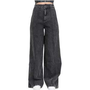 Adidas Originals, Grijze Montreal Denim Wide Leg Jeans Zwart, Dames, Maat:W25