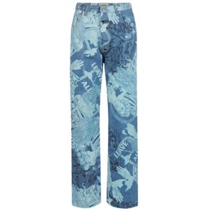 Iceberg, Roma Print Boyfriend Fit Jeans Blauw, Dames, Maat:W26