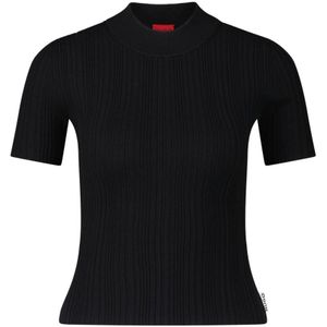 Hugo Boss, Tops, Dames, Zwart, XS, Rib T-shirt Sarpharim