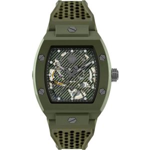 Philipp Plein, Accessoires, Heren, Groen, ONE Size, Automatisch Herenhorloge The $keleton Ecoceramic