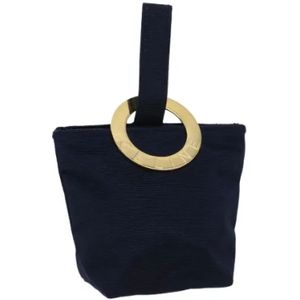 Celine Vintage, Pre-owned, Dames, Blauw, ONE Size, Nylon, Tweedehands Marineblauwe Nylon Celine Tas