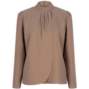 Dante 6, Blouses & Shirts, Dames, Bruin, L, Polyester, Taupe D6Ode Blouse met Pofmouwen