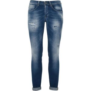 Dondup, Denim Skinny Jeans met Distressed Details Blauw, Heren, Maat:W36