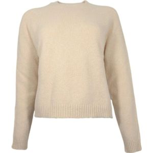 Hugo Boss, Truien, Dames, Wit, XS, Katoen, Elegant Crewneck Sweater Febisan Ivory