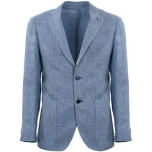 Lubiam, Blauwe V-Hals Blazer Jas Blauw, Heren, Maat:XL