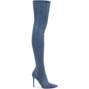 Diesel, Denim Overknee Laarzen Blauw, Dames, Maat:41 EU