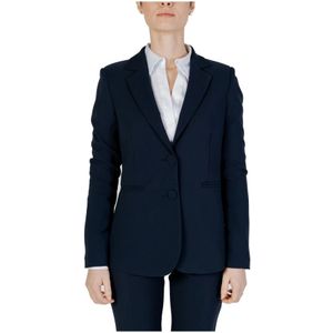 Sandro Ferrone, Jassen, Dames, Blauw, XL, Polyester, Blauwe V-hals Revers Blazer