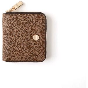 Borbonese, Accessoires, Dames, Bruin, ONE Size, Compacte ritssluiting portemonnee met RFID-bescherming
