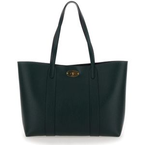 Mulberry, Tassen, Dames, Groen, ONE Size, Leer, Groene Classic Grain Bayswater Tote Tas