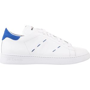 Kiton, Blauwe Lage Sneakers van Wit Leer Blauw, Heren, Maat:43 1/2 EU