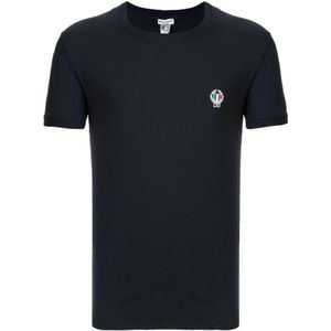 Dolce & Gabbana, Tops, Heren, Blauw, L, Katoen, Blauwe Navy Geborduurde Logo T-shirt