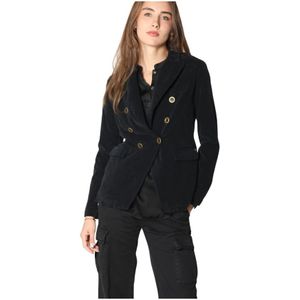 Mason's, Dubbelrijige fluwelen blazer Zwart, Dames, Maat:M