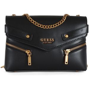 Guess, Tassen, Dames, Zwart, ONE Size, Stijlvolle schoudertas met decoratieve rits