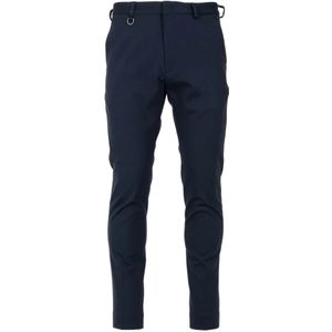 Paolo Pecora, Blauwe Jersey Broek met Rits en Zakken Blauw, Heren, Maat:L