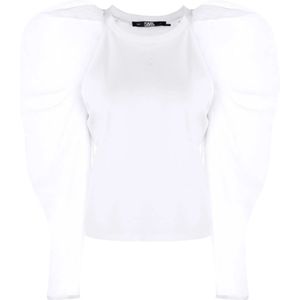 Karl Lagerfeld, Blouses & Shirts, Dames, Wit, XS, Organza, Organza Puffy Top in Wit