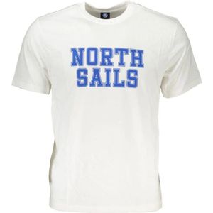 North Sails, Tops, Heren, Wit, 3Xl, Katoen, Katoen Logo Print Korte Mouw Tee