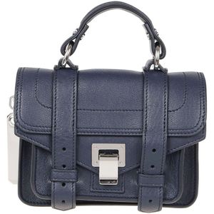 Proenza Schouler, Tassen, Dames, Zwart, ONE Size, Katoen, Leren Handtas met Zilveren Tab Sluiting