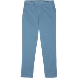 Canali, Staalblauwe Stretch Katoenen Chino Broek Blauw, Heren, Maat:L