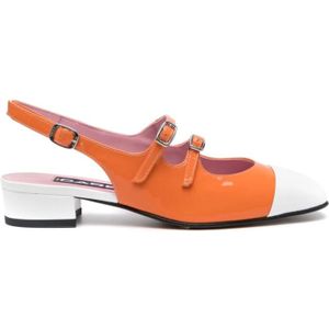 Carel, Oranje Kleurblok Platte Schoenen Oranje, Dames, Maat:38 EU