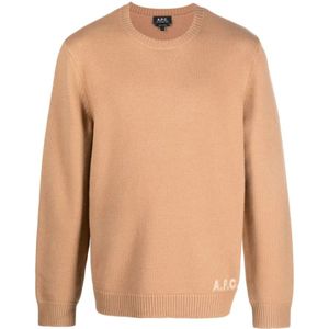 A.p.c., Truien, Heren, Bruin, S, Wol, Edward Camel/Ecru Trui