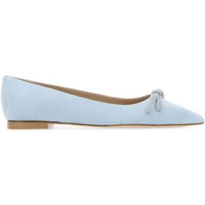 Stuart Weitzman, Pastel Lichtblauwe Suède Bow Ballerina`s Blauw, Dames, Maat:37 EU