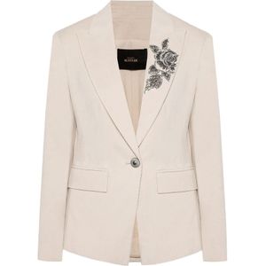 Actitude, Ecru` - Witte Katoenen Blazer Beige, Dames, Maat:M