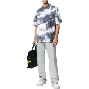 Marcelo Burlon, COM Logo Tie-Dye Oversize T-Shirt Grijs, Heren, Maat:S