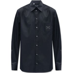 Dolce & Gabbana, Overhemden, Heren, Zwart, 2Xl, Katoen, Overhemd met zak