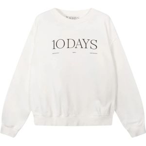 10Days, Sweatshirts & Hoodies, Dames, Beige, M, Katoen, 10 Days Logo Sweater Ecru 1002