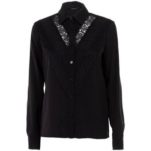 Liu Jo, Blouses & Shirts, Dames, Zwart, M, Polyester, Zwarte Zomer Kant Shirt Vrouwen