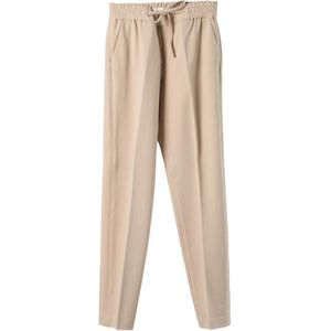 Circolo 1901, Elegante Jersey Fleece Joggingbroek Beige, Dames, Maat:M