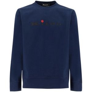 Kiton, Katoenen Sweatshirt met Logo Print Blauw, Heren, Maat:L