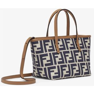 Fendi, Tassen, Dames, Blauw, ONE Size, Leer, Blauwe Iconische FF Motief Leren Tas