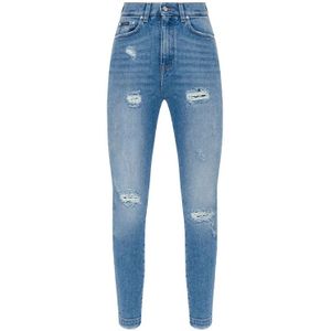 Dolce & Gabbana, Jeans, Dames, Blauw, 3Xs, Vintage Effect Blauwe Jeans