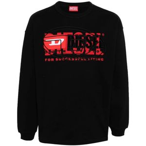 Diesel, Sweatshirts & Hoodies, Heren, Zwart, L, Zwarte Sweaters voor Heren