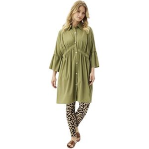 IN Front, Kleedjes, Dames, Groen, L, Nylon, Groene Tuniek met Ruchedetails