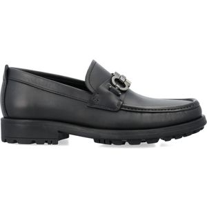 Salvatore Ferragamo, Schoenen, Heren, Zwart, 39 1/2 EU, Leer, Zwarte leren loafer met Gancini